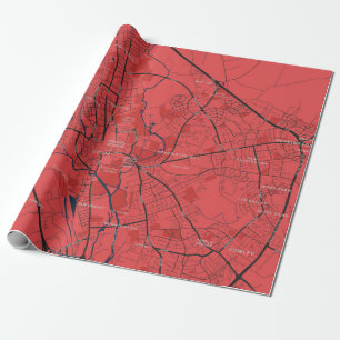 PAPIER CADEAU URBAN RED NAVY OXFORD UNIVERSITY UK PASSERELLE