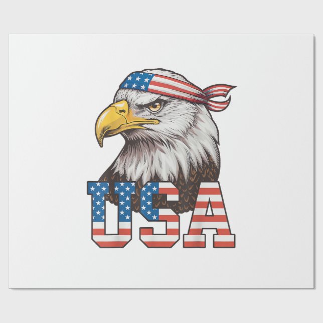Papier Cadeau USA American Flag Men Women Kids Bald Eagle Patrio (Plat)