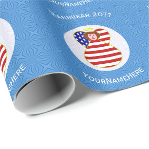 Papier Cadeau USA Angel Red Hair Hanoukka Drapeau personnalisé