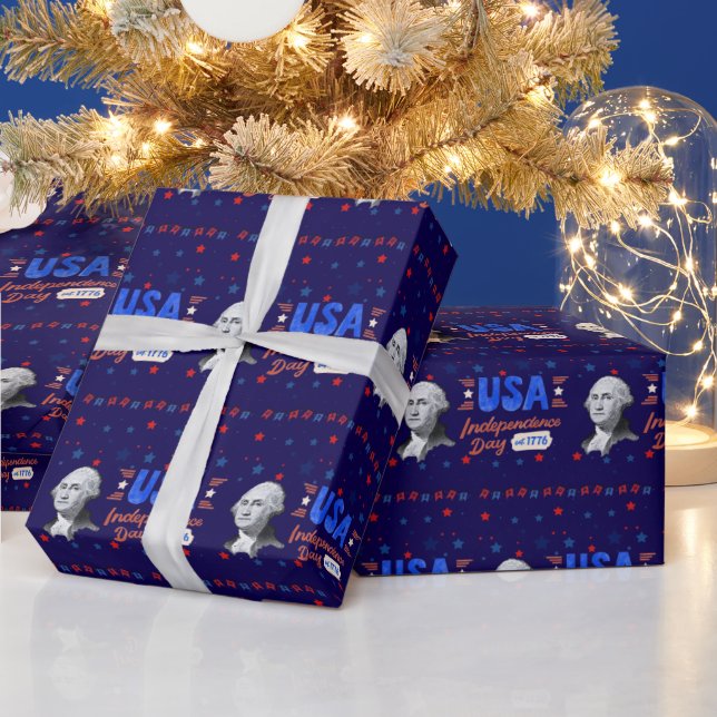 Papier Cadeau USA Independence Day deep blue (Vacances)
