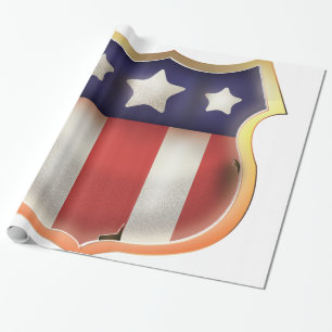Papier Cadeau USA Superhero Vintage Shield.