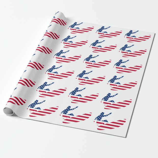Papier Cadeau USA surf Américain surfer (Déroulé)