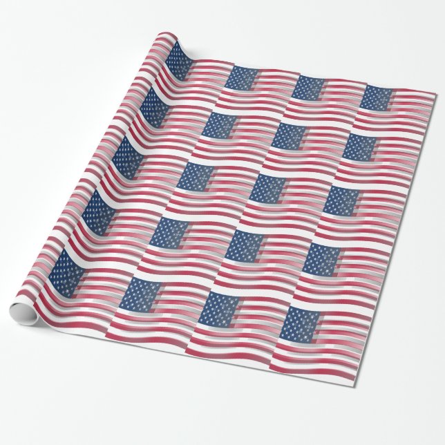 Papier Cadeau USA Unites : Stripes & Stars en Gras Design (Déroulé)