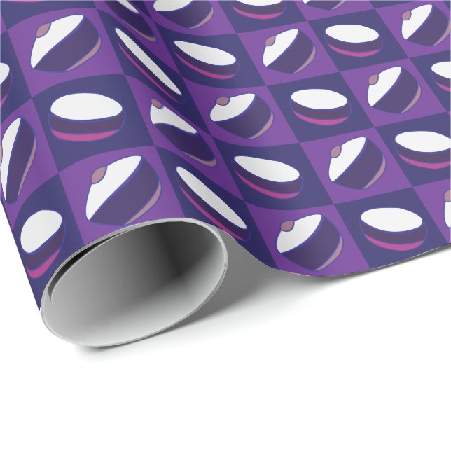 Papier Cadeau Ustensile de cuisine bleu violet (Coin rond)