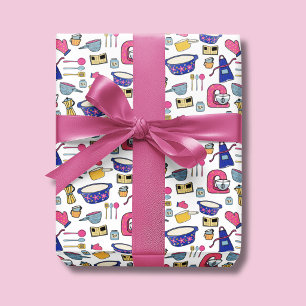 Papier Cadeau Ustensiles de cuisine lumineux motif Chef Boulange