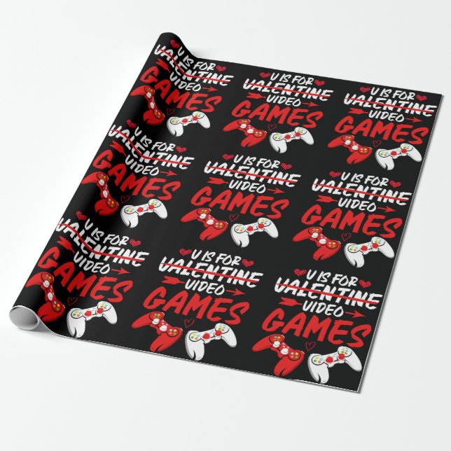 Papier Cadeau V Est Pour Jeux Vidéos Funny Valentines Joueur de  (Déroulé)