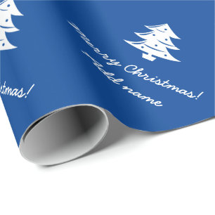 Papier Cadeau Vacances bleues personnalisées d'arbre de Joyeux