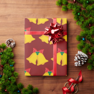Papier Cadeau Vacances cloches jaunes avec Bow rouge cadeau de N