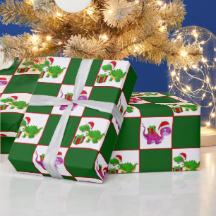 Papier Cadeau Vacances de Noël Dinosaure motif fête envelopper