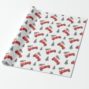 Papier Cadeau Vacances de Noël Rouge Truck