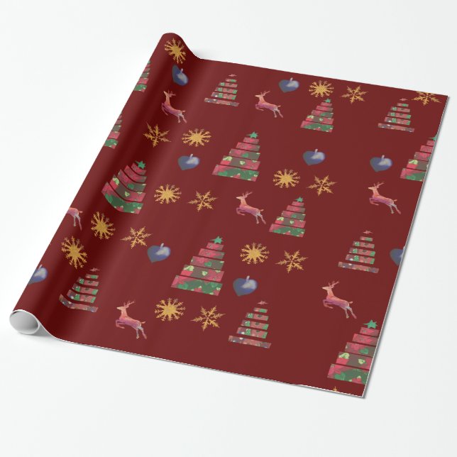 Papier Cadeau Vacances d'hiver Motif d'art (Déroulé)