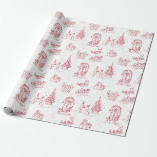 Papier Cadeau Vacances d'hiver Noël Rouge Blanc Toile Cadeau