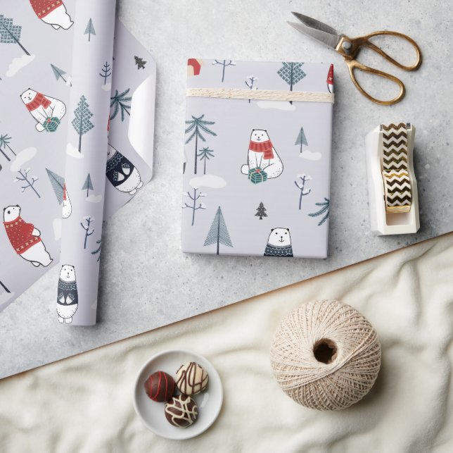 Papier Cadeau Vacances d'hiver Ours polaire (Artisanat)