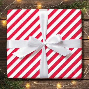 Papier Cadeau Vacances diagonales fractionnées Simple Rouge Blan
