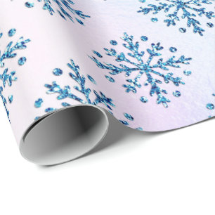 Papier Cadeau Vacances - Flèches bleues glacées Faux Foil Irides