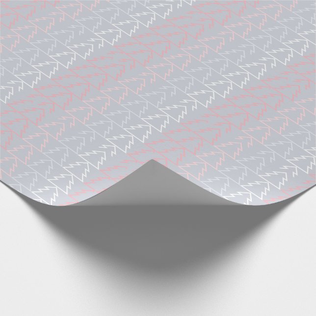 Papier Cadeau Vacances Gris Rose Arbres de Noël Moderne (Coin)