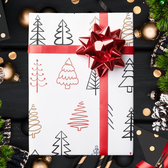 Papier Cadeau Vacances Motif de Noël moderne Pine Forest Tree (Créateur téléchargé)