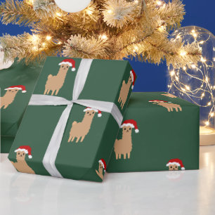 Papier Cadeau Vacances Noël lama motif jolis plaisir