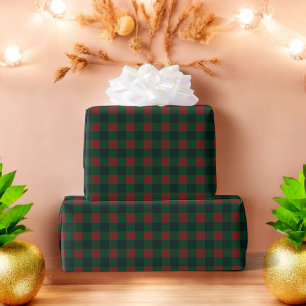 Papier Cadeau Vacances Plaid Buffalo Rouge Vert