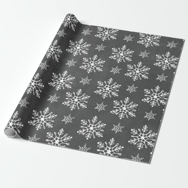 Papier Cadeau Vacances tirées par la main de tableau de flocons (Déroulé)
