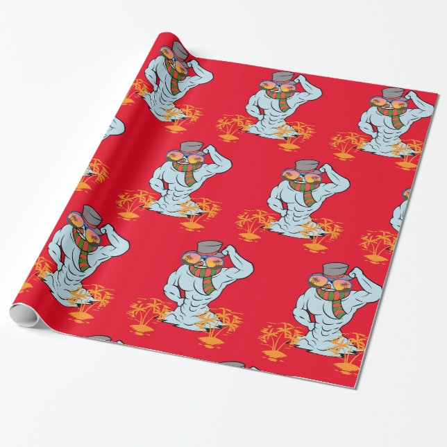 Papier Cadeau Vacances Tropicales de Snowman musculaire Thunder_ (Déroulé)