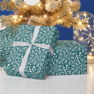 Papier Cadeau Vacances vertes turquoises élégantes de Noël