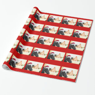 Papier Cadeau Vache à hiver de Noël de Mooey dans le casquette