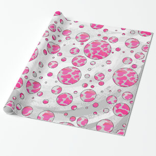 Papier Cadeau Vache à pois Rose et Blanche