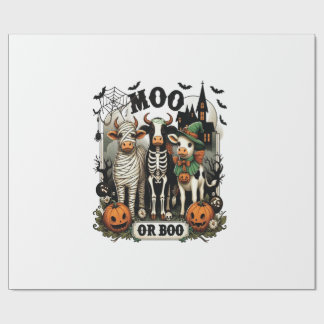 Papier Cadeau Vache de Halloween Moo ou Boo