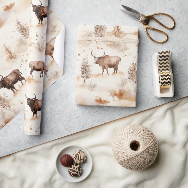 Papier Cadeau Vache des Highlands de la ferme occidentale Annive (Artisanat)