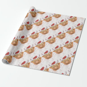 Papier Cadeau vache des montagnes à roucoulement de Noël avec