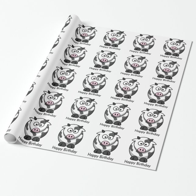 Papier Cadeau Vache drôle à bande dessinée avec le joyeux (Déroulé)