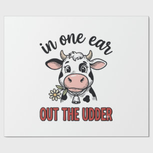 Papier Cadeau Vache drôle avec une oreille en moins Design de T-