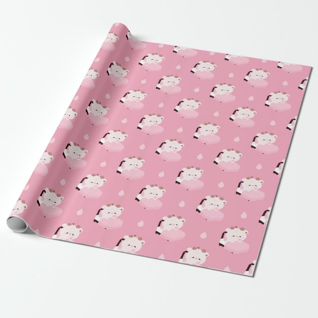 Papier Cadeau Vache fatiguée mignonne (Déroulé)