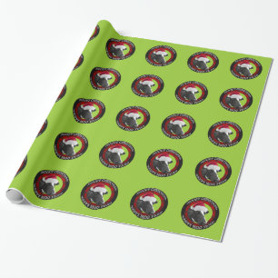 Papier Cadeau Vache heureuse à casquette de Père Noël d'anné