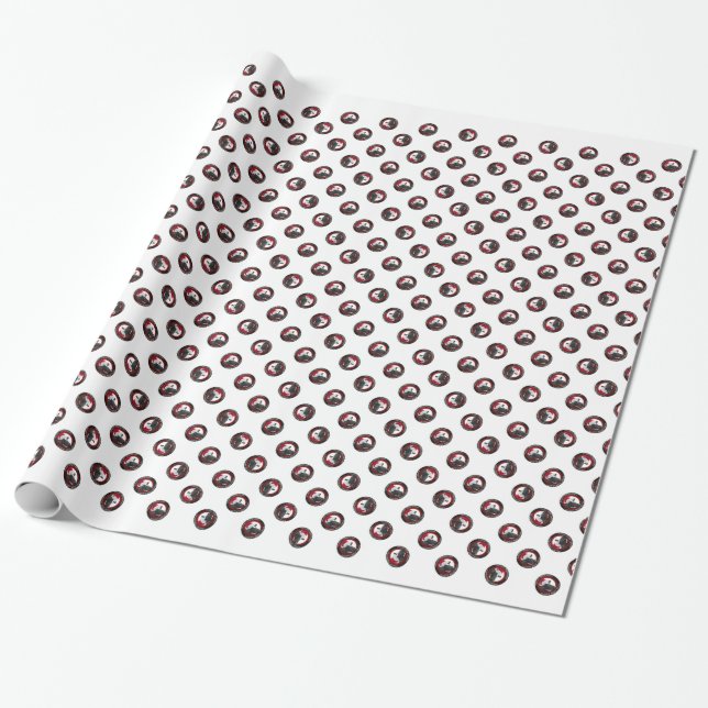 Papier Cadeau Vache heureuse à casquette de Père Noël d'année de (Déroulé)