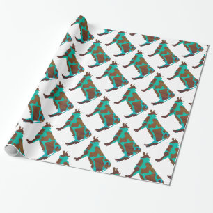 Papier Cadeau Vache Silhouette Brown et Turquoise