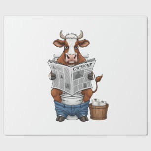 Papier Cadeau Vache sur toilettes PNG, drôle d'animal de ferme
