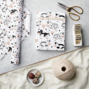Papier Cadeau Vaches caricaturales mignonnes
