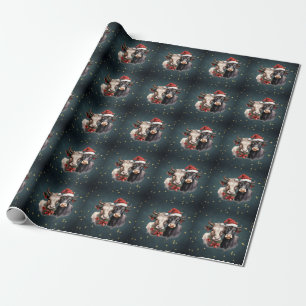 Papier Cadeau Vaches de Noël mignonnes