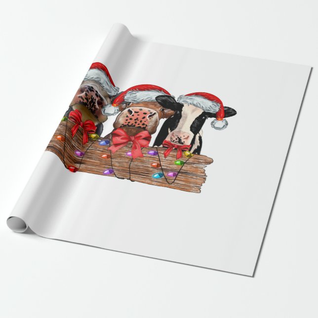 Papier Cadeau Vaches Noël (Déroulé)