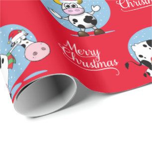 Papier Cadeau Vaches occidentales à Père Noël de Noël