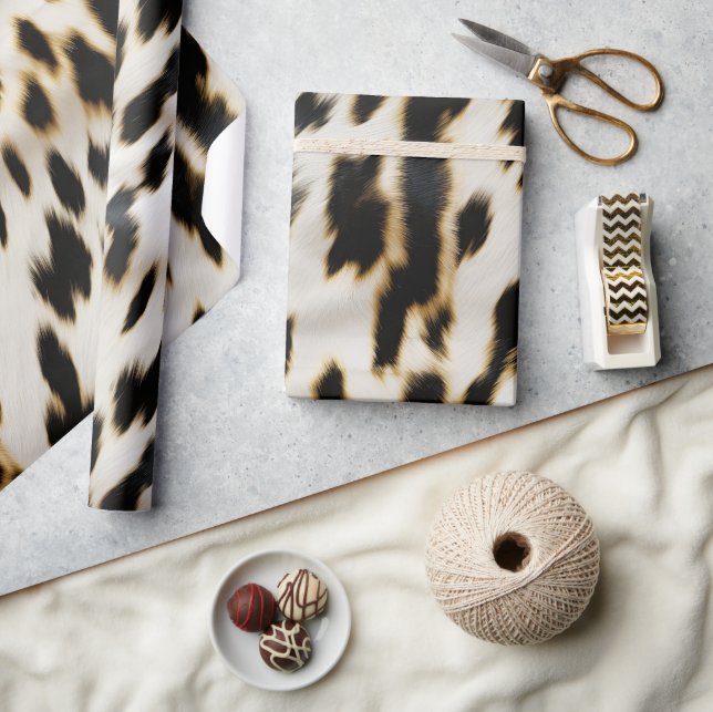 Papier Cadeau Vachette blanche noire (Artisanat)