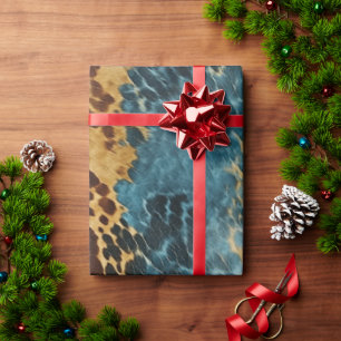 Papier Cadeau Vachette d'or bleu occidental