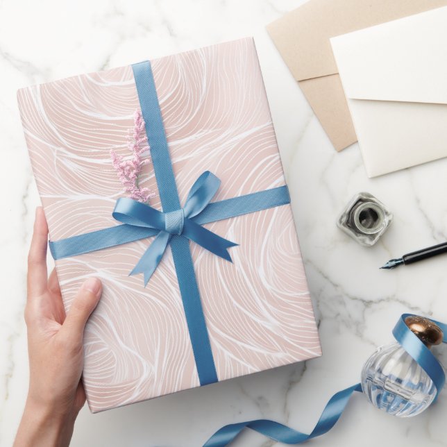 Papier Cadeau Vague Abstrait de Rose Fardée Pastel Élégante (Cadeaux)