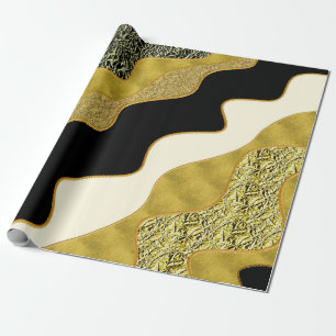 Papier Cadeau Vague Abstraite Dorée Moderne Glamour Tendance