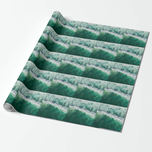 Papier Cadeau Vague aérienne turquoise : tir de drone (Déroulé)
