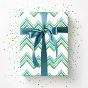 Papier Cadeau Vague Chevron Zaza en vert et aquarelle