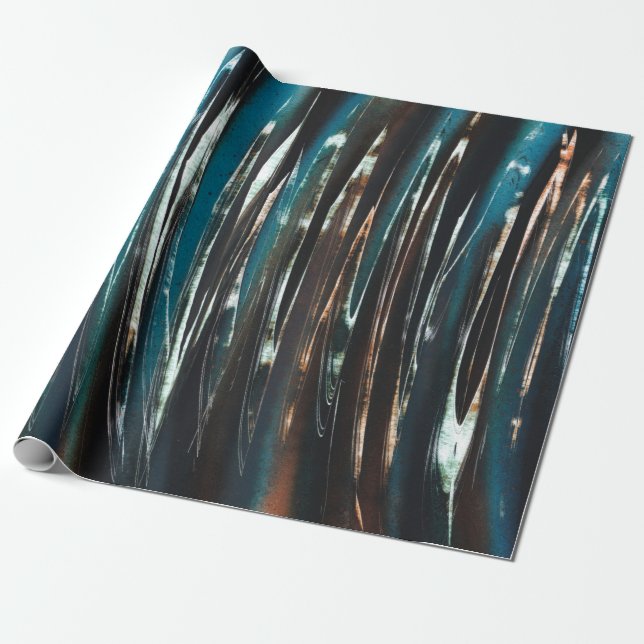 Papier Cadeau Vague en bleu foncé (Déroulé)