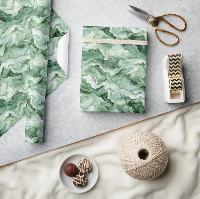 Papier Cadeau Vague Verte Anniversaire Abstrait (Artisanat)